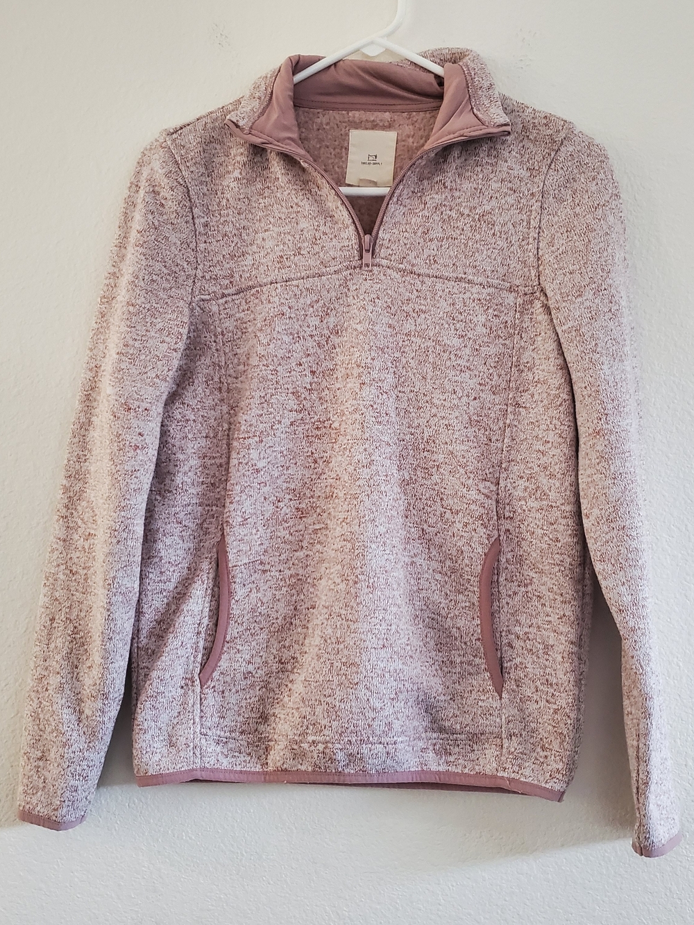 Thread & Supply Heathered Mauve Half-Zip Pullover Sweatshirt Size XS